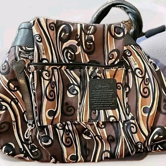 Brighton Large Black Leather Hobo Shoulder Bag Purse 18x12x8" - Picture 6 of 9